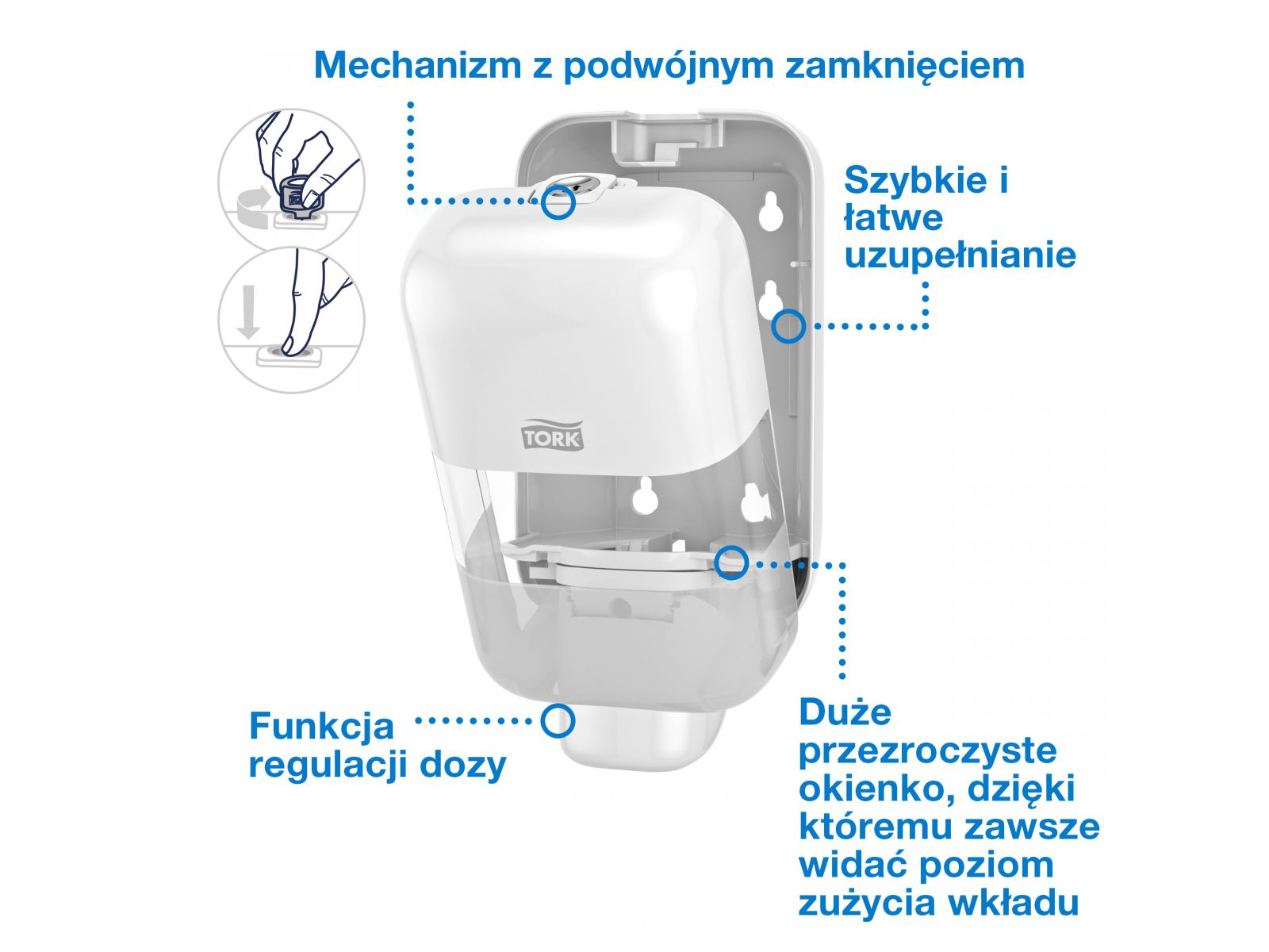 Dozownik mydła pianki MINI S5 TORK 565200 WHITE 525 ml